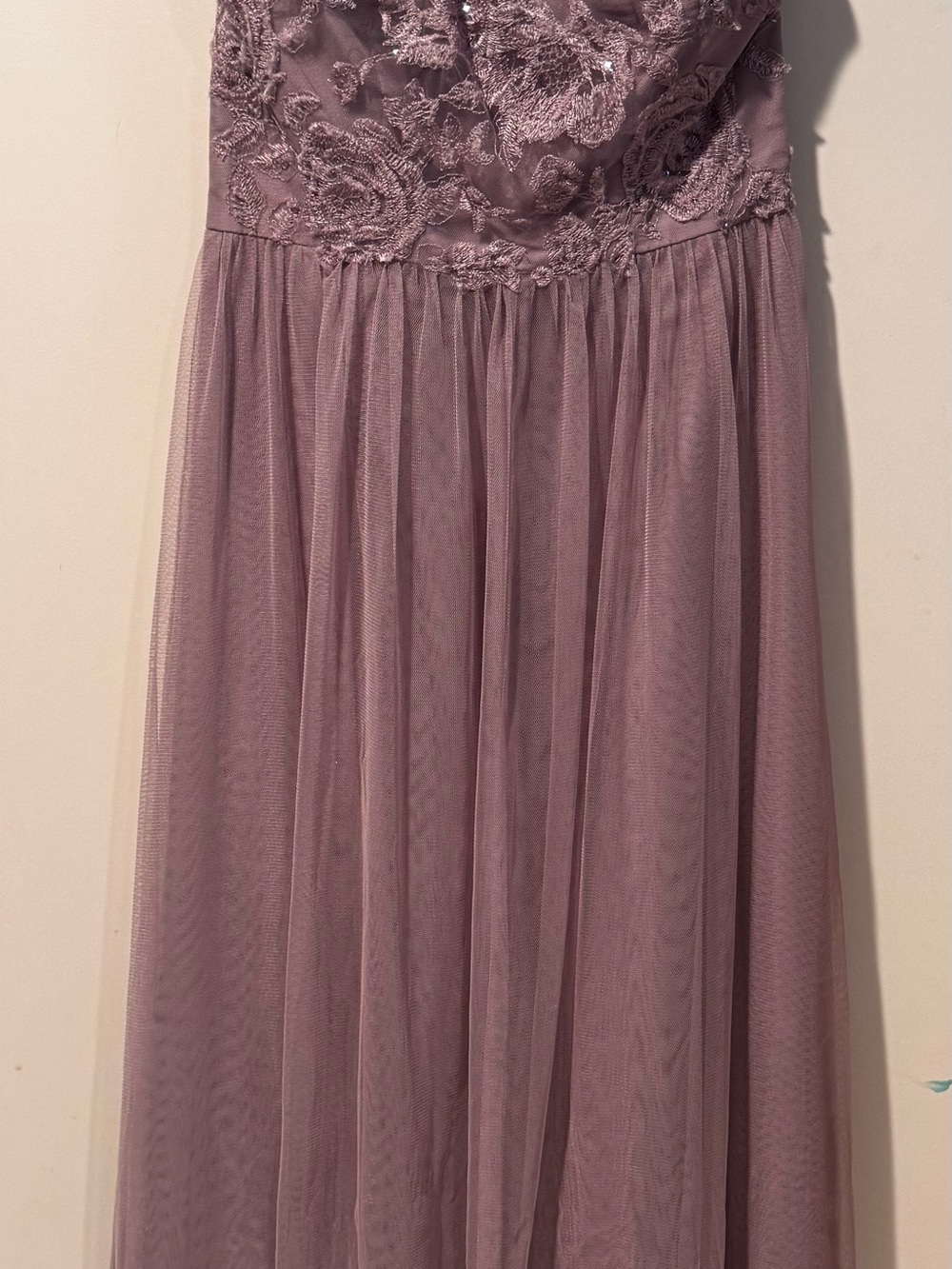 David’s Bridal Lavender Lace & Tulle Evening Dress